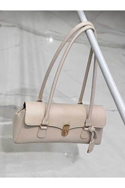 ÖZÜM ÇANTA Women's Long Handle Rectangular Model Handbag and Shoulder Bag Mink