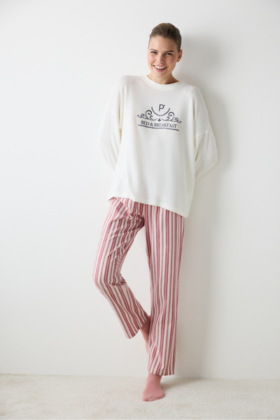 Penti Aria Soft Ekru Sweatshirt Pijama Üstü