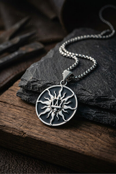 Begondio Sun God with Spear Handcrafted Stainless Steel Chain Men's Necklace