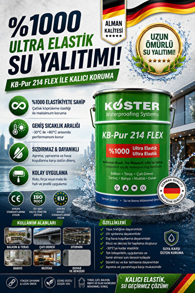 Köster Kb-pur 214 Flex %1000 Ultra Elastik Poliüretan Likit Su Yalıtımı (U.V ...