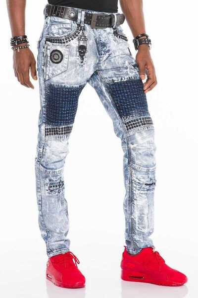 Cipo&Baxx CD529 Pantaloni de blugi pentru bărbați, cu broderie metalică și pi...