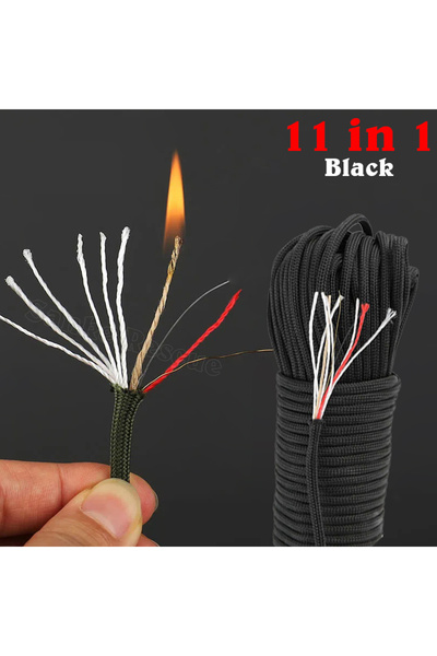 Choice 100FT Black Kindling 550 33-100FT 11-Core Paracord 4mm Outdoor Camping...