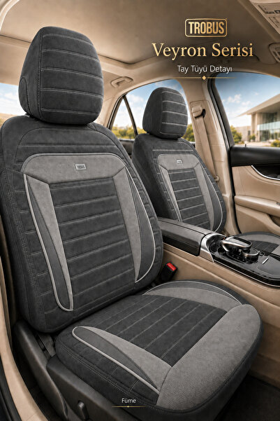 TROBUS Fiat Egea Sedan 2014 Sonrası Uyumlu Veyron Serisi Füme Tay Tüyü Koltuk...