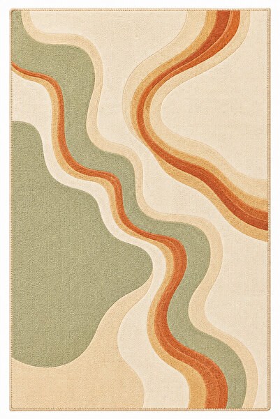 Rugs Modern Halı Rugs Modern DORA Dalgalı Çizgiler Organik Soyut Toprak Tonla...