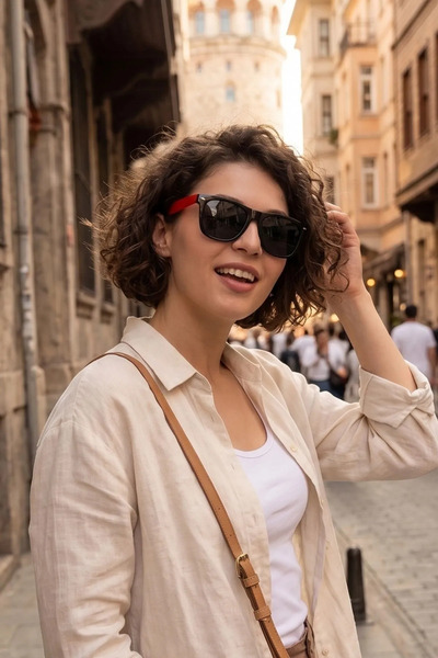 Lozzo نظارات شمسية مستقطبة للنساء باللونين الأسود والأحمر 23045-3 c0209 P