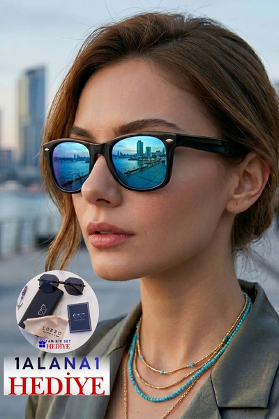 Lozzo Women's Uv400 Mirror Glass Wayfare Black Sunglasses 23045-2 C2Ayn