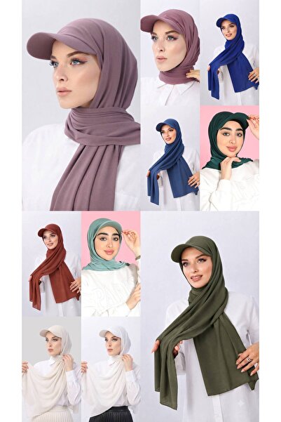 ALDAIYR 10 Pcs Ready-Made Shawl Hijab with Hat and Bonnet Sandy