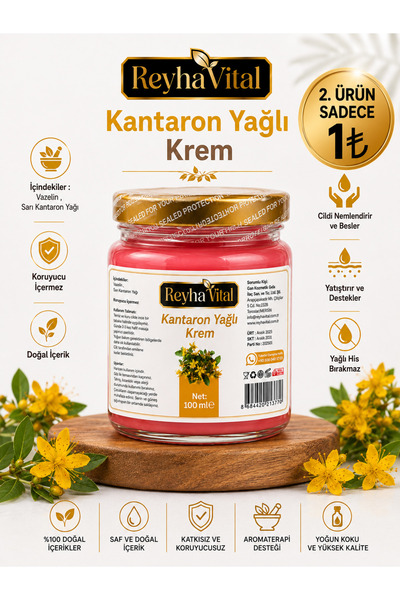 Reyha Vital Kantaron Yağlı Bakım Kremi %100 Doğal Akne Ve Leke Karşıtı Nemlen...