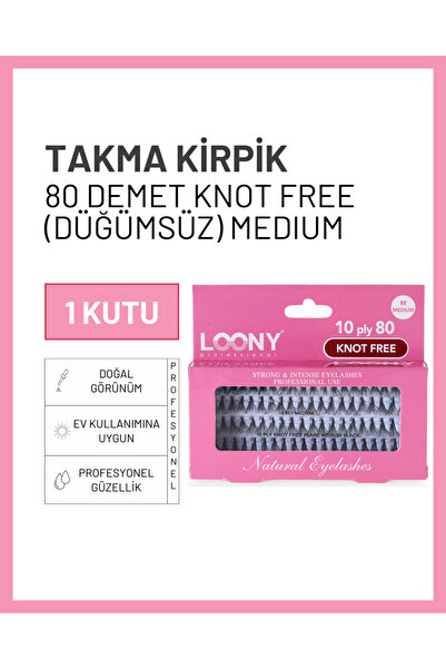 Loony Takma Kirpik 80 Demet Medium Knot Free – Doğal Görünüm Makyaj İçin Ev v...