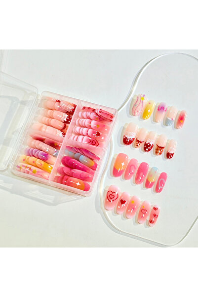 Choice 1 120Pcs Dopamine Gradient Press On Nails Heart Star Bow Dot French Fa...
