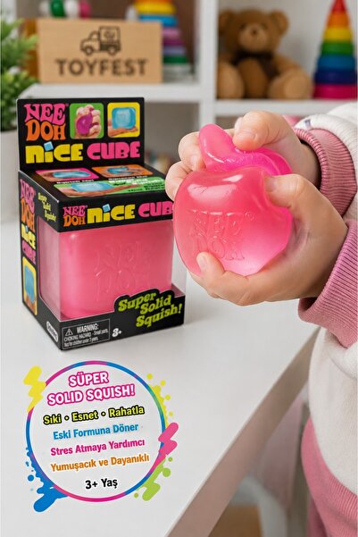 TOYFEST Needoh Squishy Buz Küpü Pembe Stres Oyuncağı Squishy Sıkılabilir Duyu...