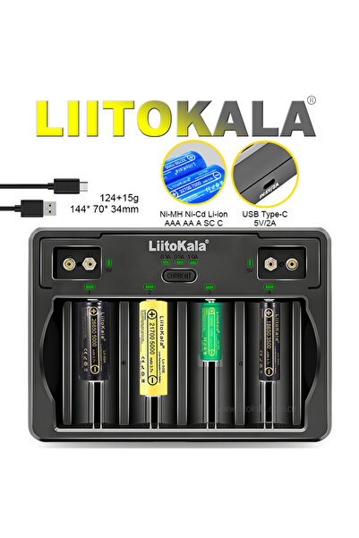 liitokala بطارية لي-دي 4 (Lii-D4) 9 فولت 26650 18650 21700 18500 26700 16340 ...