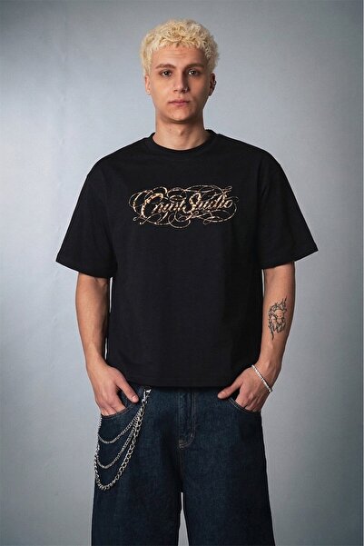 Crupt Studio Ανδρικό T-shirt Heritage Leopard Black Boxy Crop