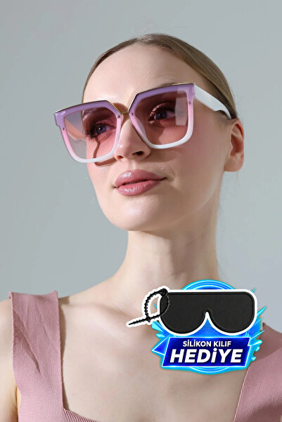 MİLANO KORS Women's Gradient Glass Colored Body White Handle Sunglasses