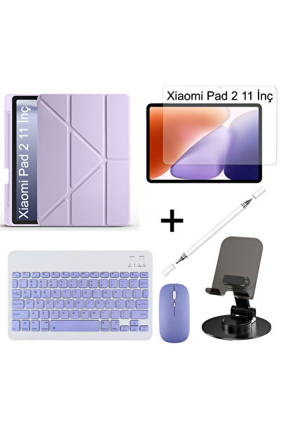 Xiaomi Redmi Pad 2 11 İnç Uyumlu Standlı Kılıf Dokunmatik Kalem Ve Klavye Set