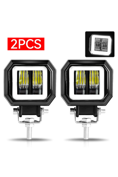 Choice8 2X SQUARE WHITE 3INCH 20W Motorcycle LED Angel Eye Work Light Bar Spo...