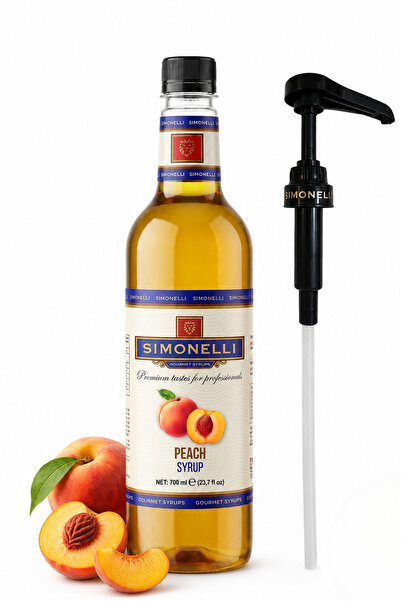 Simonelli Şeftali Aromalı Kahve Şurubu 700 ml - İçecek ve Kokteyl Şurubu (Pom...
