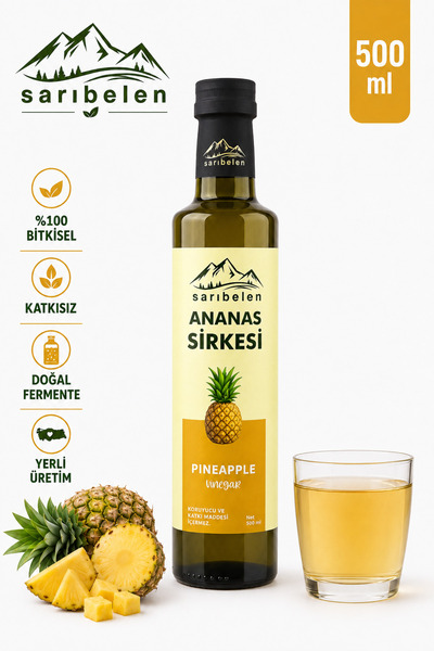 sarıbelen Ananas Sirkesi 500 ml - Fermente Meyve Sirkesi