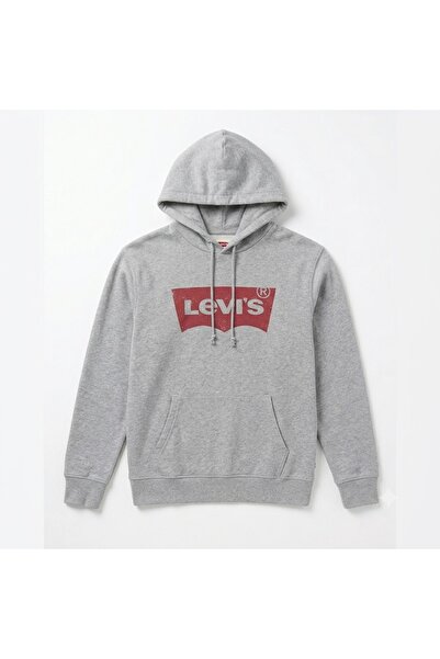 Levi's Cotton Hooded Gray Men's Sweat Standard Graphic Hoodie