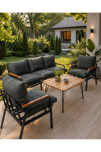 BM DESİNG BAHÇE BALKON MOBİLYASI 3+1+1 SEHPALI