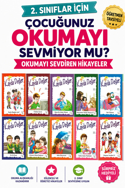 5 Renk Yayınları 2 .Sınıf Okumayı Sevdiren 10 lu Hikaye Seti - 4 (32 sayfa)