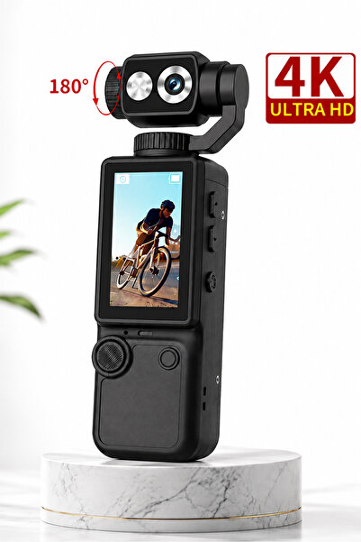4K WiFi Vlog Kamera 180° Dönebilen Lens 2.0 İnç IPS Ekran Dijital Video Kamera Stabil Çekim Taşınabilir