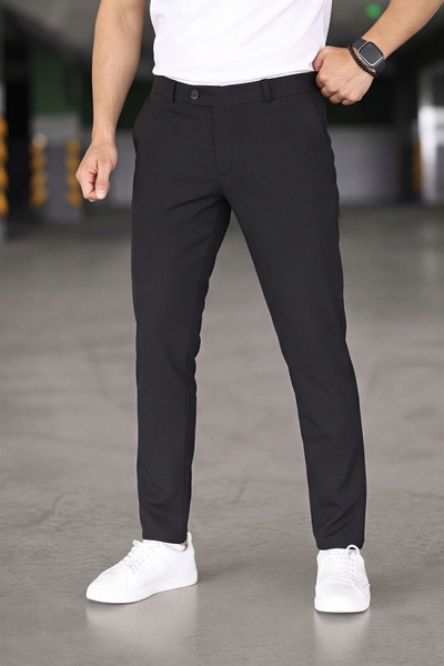 Gussi Pantaloni din țesătură slim din lycra elastic de calitate neagră pentru...