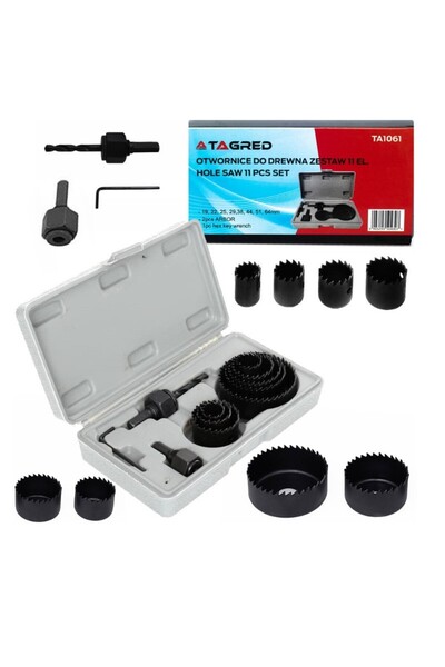 Tagred Professional Set carote, Tagred, lemn, 19-64 mm, adaptor și cheie incl...