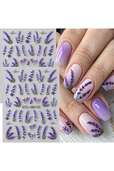 Choice1 2pcs STZ-5D170 1/2pcs 5D Embossed Purple Lavender Flower Nail Sticker...