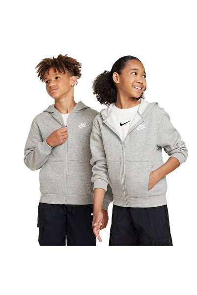 Nike K NSW CLUB FLC HD FZ LS LBR FD3004-063 Γκρι