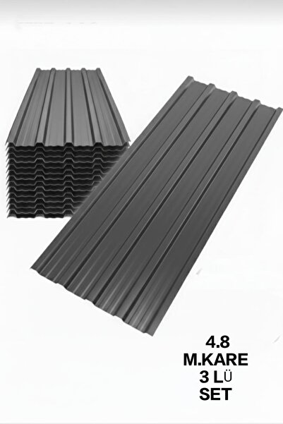 KONSEP ANTRASİT Galvanizli Trapez Çatı Kaplama Sacı – 2 Metre (3 Adet-Su Geçi...