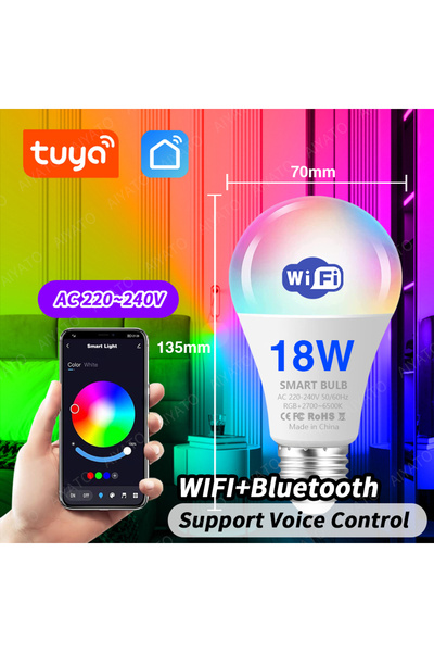 Choice Yes 220V WIFI 18W Tuya WIFI Bluetooth LED Bulb Smart Life APP Control ...