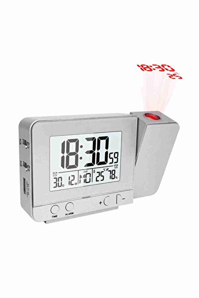 Choice Silver Digital Projection Ceiling Clock Dimmable LED Display with USB ...