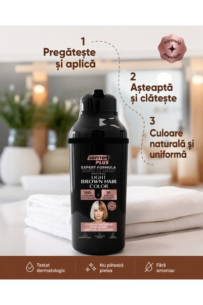Softto Plus Culoare de păr brun deschis pentru femei – Brun deschis în 10 minute pentru femei
