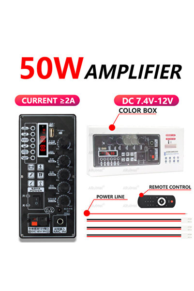 Choice1 1PCS 50W Metal Shell Bluetooth Amplifier Board with Display | 7.4V-12...