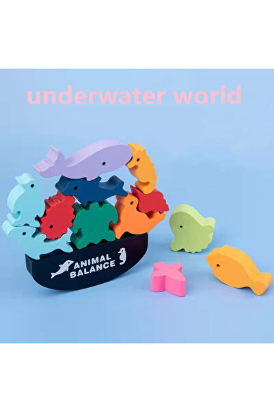 Choice3 NB180C1-Ocean New Children Montessori Wooden Animal Balance Blocks Bo...