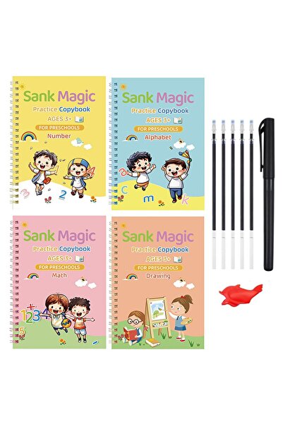 Choice 4 books with pen 4 Books/Set Magic Copybook Reusable Practice Writing ...