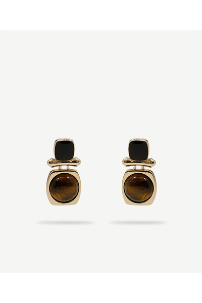 Yargıcı Cheetah Eye Stone Dangle Earrings