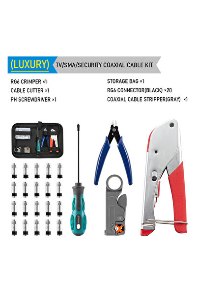 Choice4 Luxury Coaxial Cable Crimping Pliers Set RG6 Wire Stripper Crimper To...