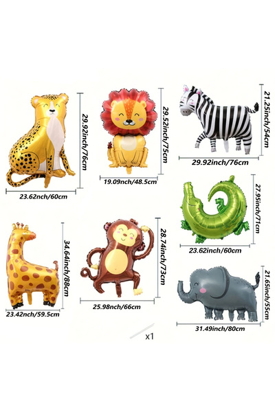 Choice Other 7Pcs Cartoon Animal Aluminum Foil Balloon Giraffe Lion Monkey Ba...