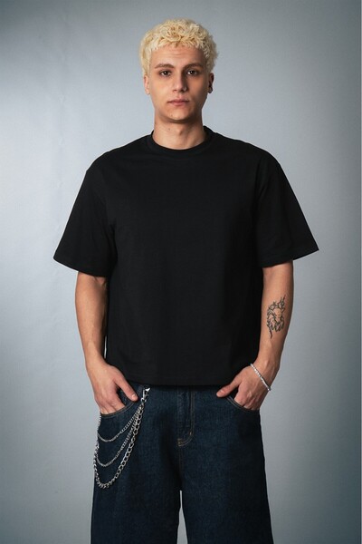 Crupt Studio Ανδρικό T-shirt Raw Noir Black Boxy Crop