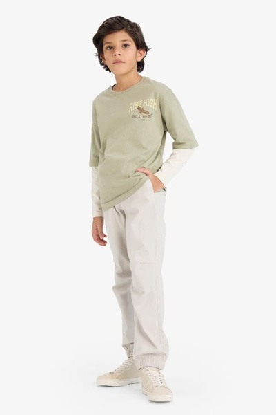DeFacto 100% Cotton Jogger Fit Gabardine Trousers for Boys B6713A826Sm
