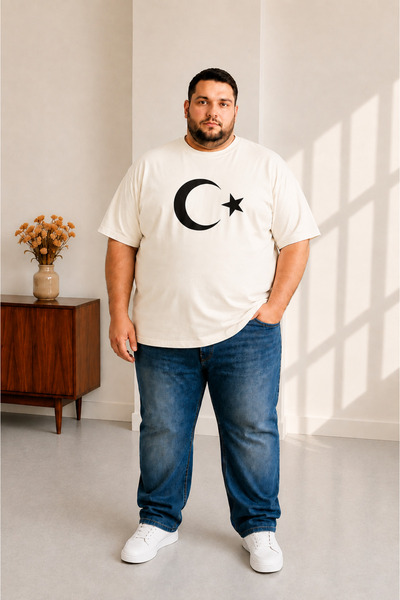 sngl tekstil Tricou cu mânecă scurtă pentru bărbați, mărime mare, cu stea și ...
