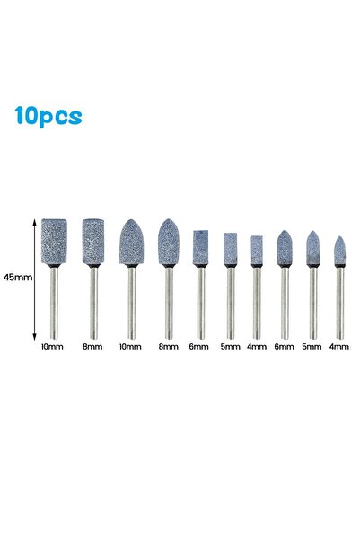 Choice 3mm shank Blue 10pcs Abrasive Mounted Stone Polishing Head Grinding St...