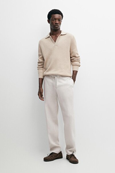 Massimo Dutti Elastik belli %100 keten pantolon