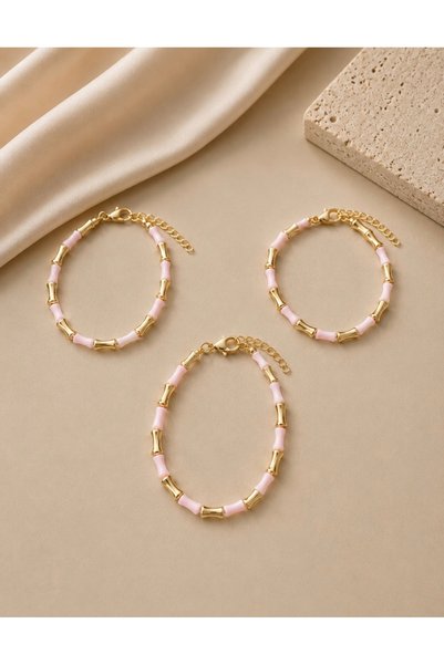 AUREVA Silva Light Pink Tube Bead Bracelet
