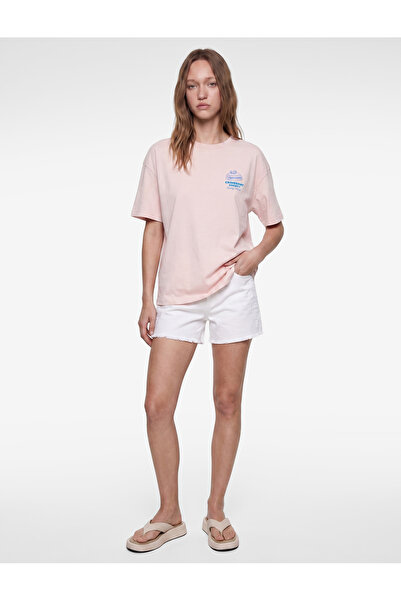 Koton Comfortable Fit Short Sleeve Crew Neck T-Shirt with Croissant Print on ...