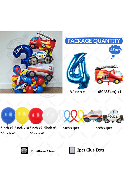Choice 32inch 4 47Pcs Cartoon Car Foil Balloons Column Plane Tank Ambulance F...