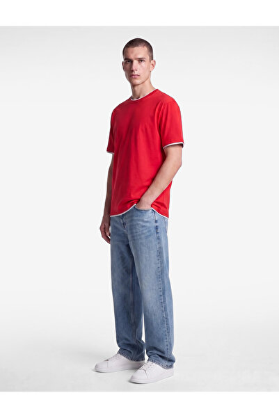 Koton Regular Fit Short Sleeve Cotton Color Contrast Crew Neck T-Shirt