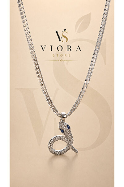 Genel Markalar Viora Store Silver Zirkon Snake Modeli Zincir Kolye